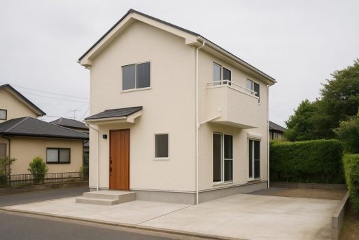 郊外のクリーム色の家